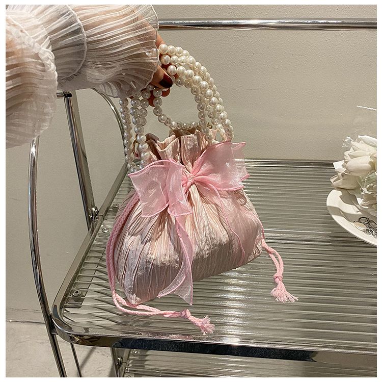 2025 Summer Trendy New Women's Bag, Pearl Pleated Crossbody Bag for Women, Fashion Versatile Single-Shoulder Bag, Korean Niche Texture Ladies' Bag
