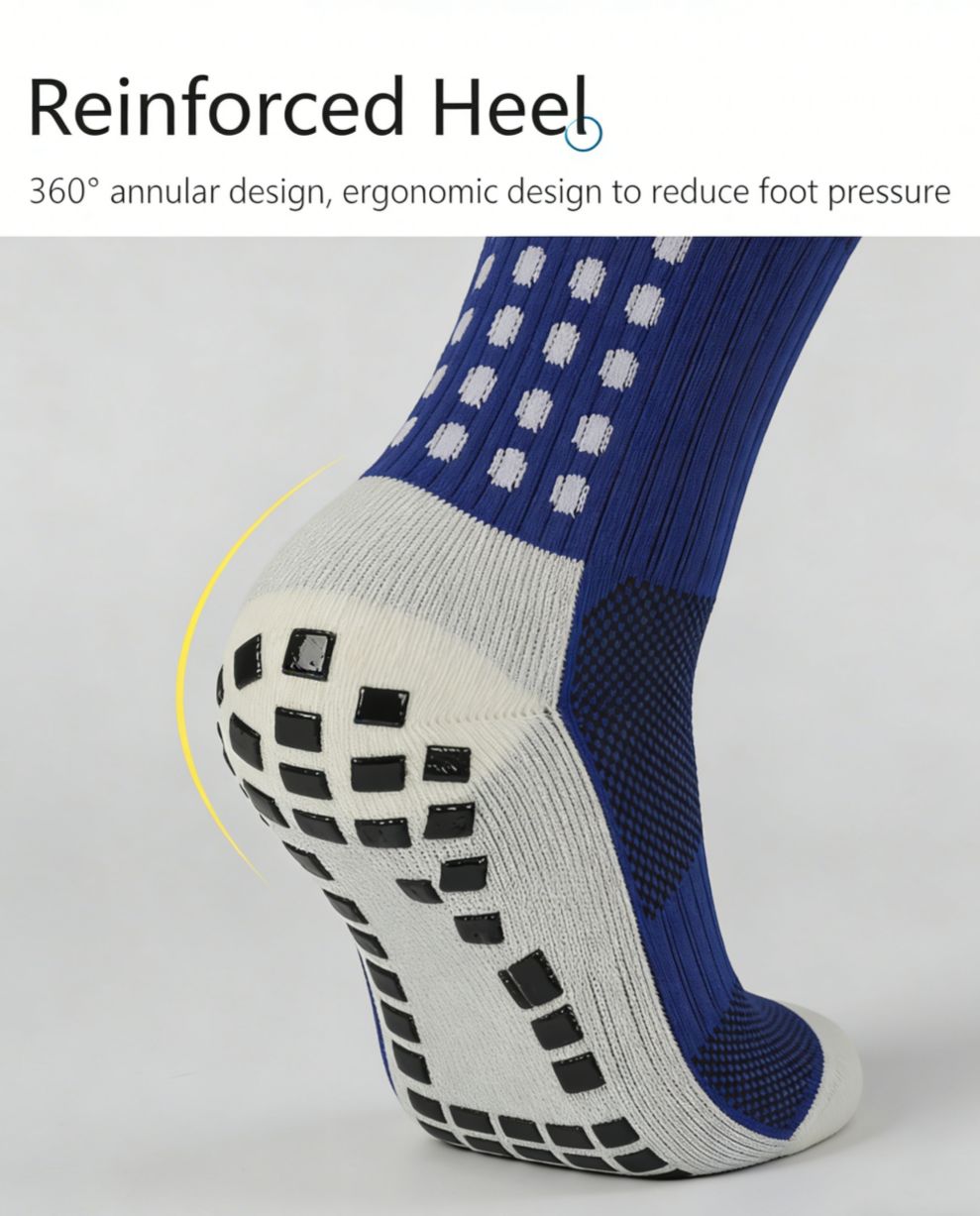 Non-Slip Grip Soccer Socks, Cushioned Mid-Calf Athletic Socks for Men, Anti-Slip Breathable Running Sports Socks with Grip for Football, Cycling, Hiking