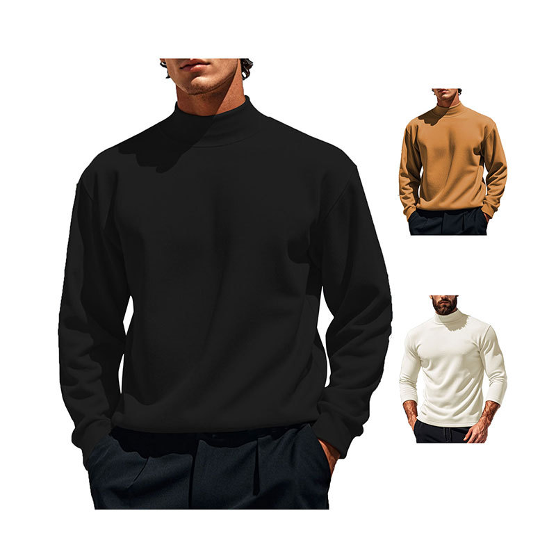 New Thick German Cashmere Men's Knitted Cashmere Sweater Middle Collar Youth Warmth Undercoat Men's Clothing Tops Sweaters