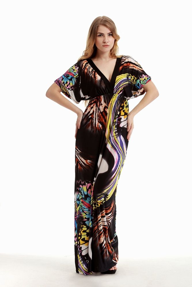 Romantic loose plus size beach long dress, extended floor length dress