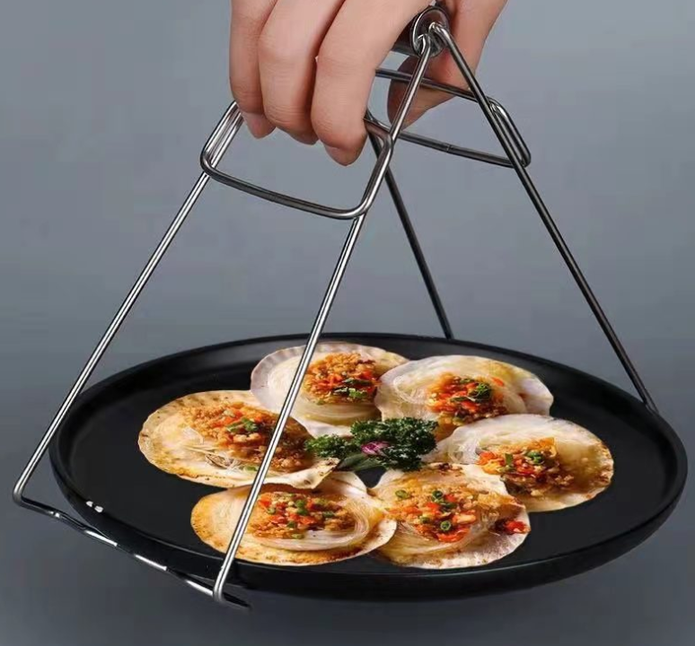 1 pcs  Stainless Steel Foldable Hot Dish Clamp Anti-Scald Bowl Clip Plate Pot Gripper Kitchen Utensil Holder Kitchen Tool