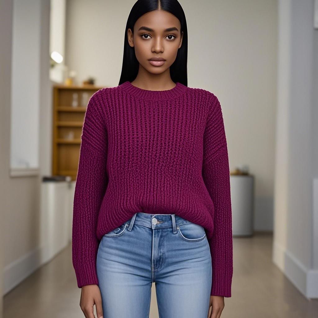Wool knit Sweater Round Neck Women's Sweater