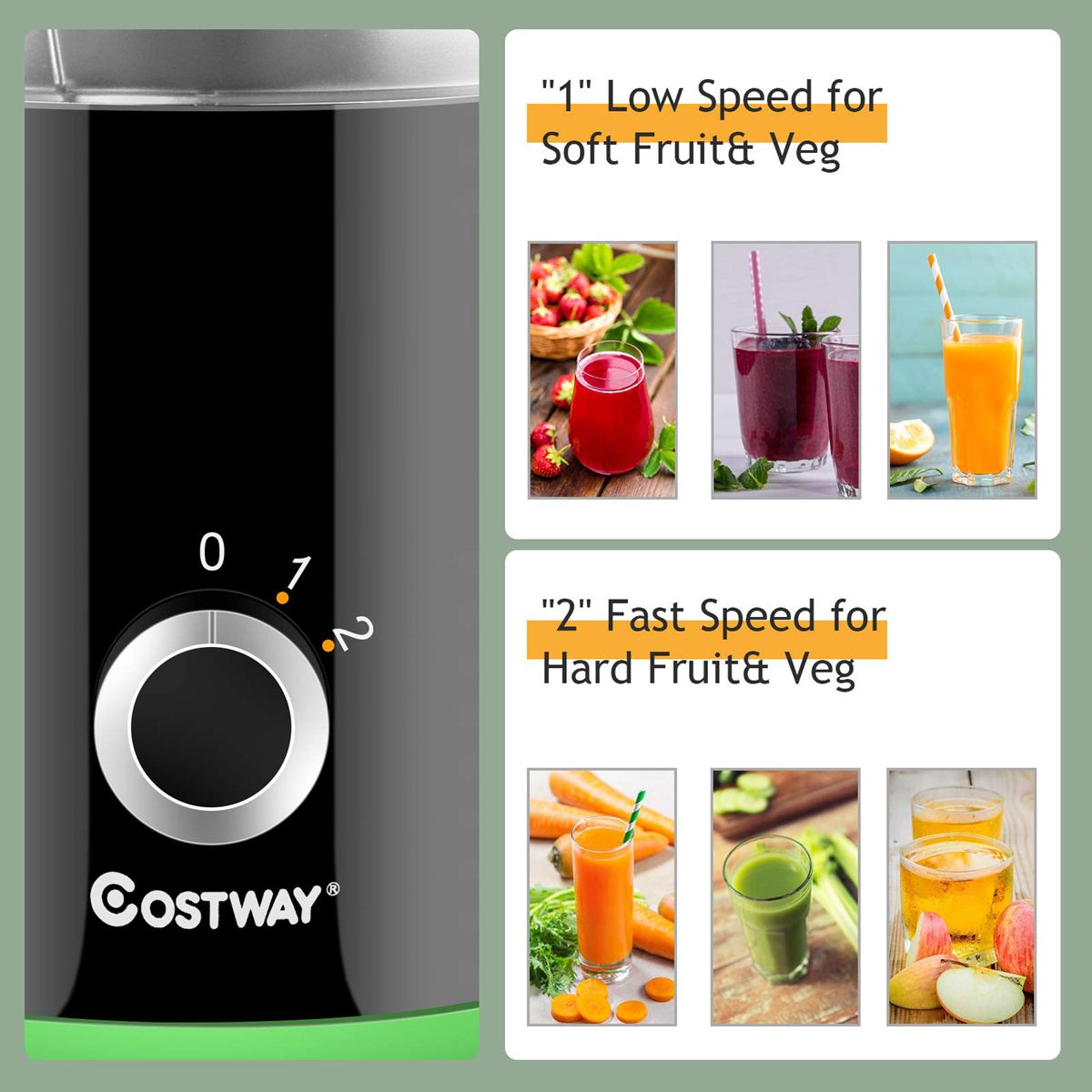 Juicer Machine, Centrifugal Juicer with 3-Inch Wide Mouth, BPA-Free Stainless Steel Juice Maker with 2-Speed Control, Masticating Juice Extractor for Fruit Vegetable