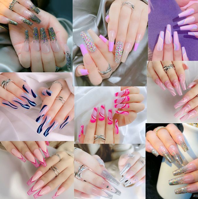 American nail long nail piece finished European and American ballet nail patch removable fake nail wear nail piece