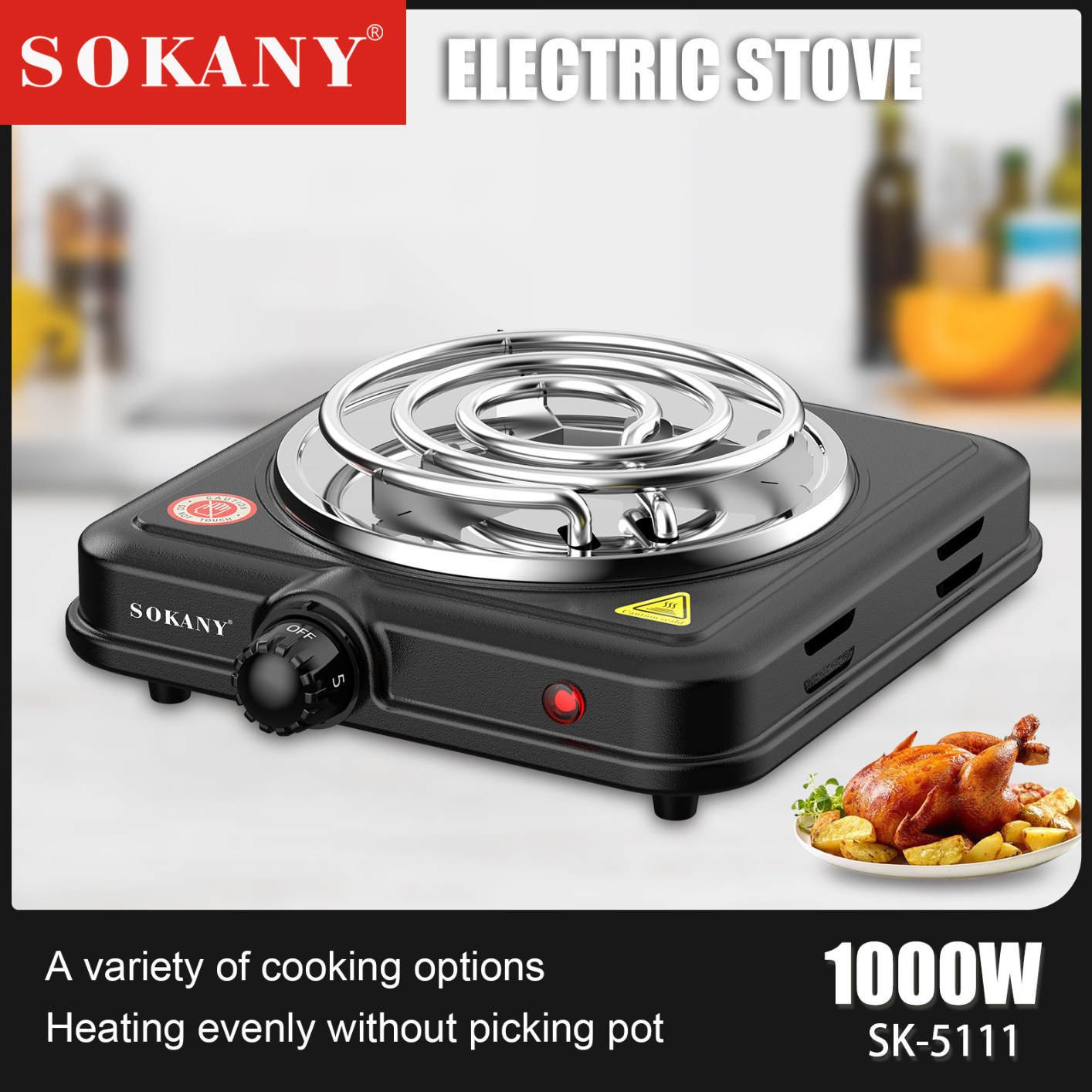 SOKANY 5111 220v 1000w Electric Stove Burner Kitchen Electric Stove Household Coffee Electric Stove Kitchen Coffee Heater Hotplate Cooking Appliances