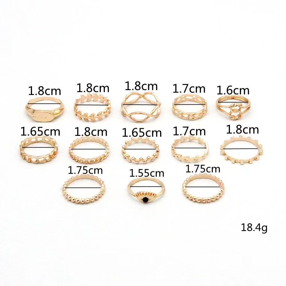 Women's Luxurious Jewelry Ring Set-13 Pieces Gold