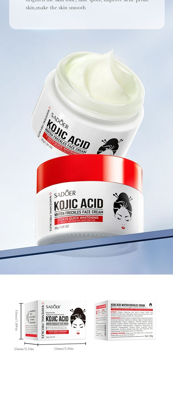 Kojic acid whitening and anti-freckle cream,Brightening and rejuvenating skin to remove melanin cream,whiten freckles face cream,kojic acid face cream