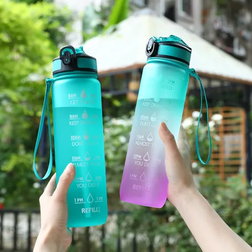 1 Liter Water Bottle With Time Scale fitness Outdoor Sports Water