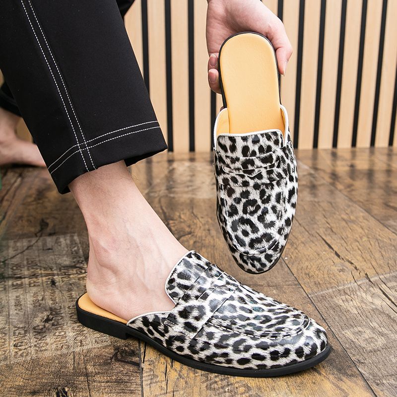 Youth Men Leisure Cool Mules Man Summer Slippers Fashion Casual Leather Loafers Flats Shoes Pu Breathable Slip On Footwears For