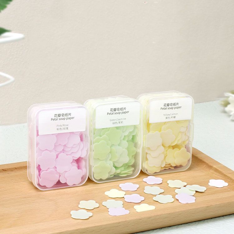 100Pcs/Box Disposable Flower Sheet Soap Portable Hand Washing for Travel Office Home