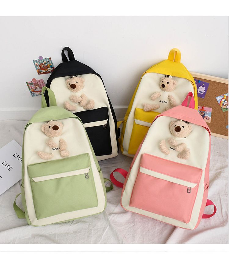 Schoolbag female primary school students four-piece ins wind middle school and high school campus cute college students large capacity backpack 354