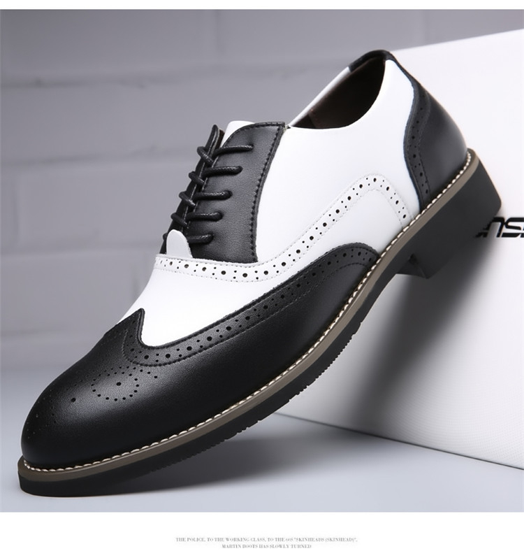 Men's leather shoes CRRshop free shipping hot sale New Genuine Leather Men's Shoes Block Carved Colored Youth Dating Men's Leather Shoes Premium British Large size 38 - 42 43 44 45 46 47 48 popular pointed tip shoes