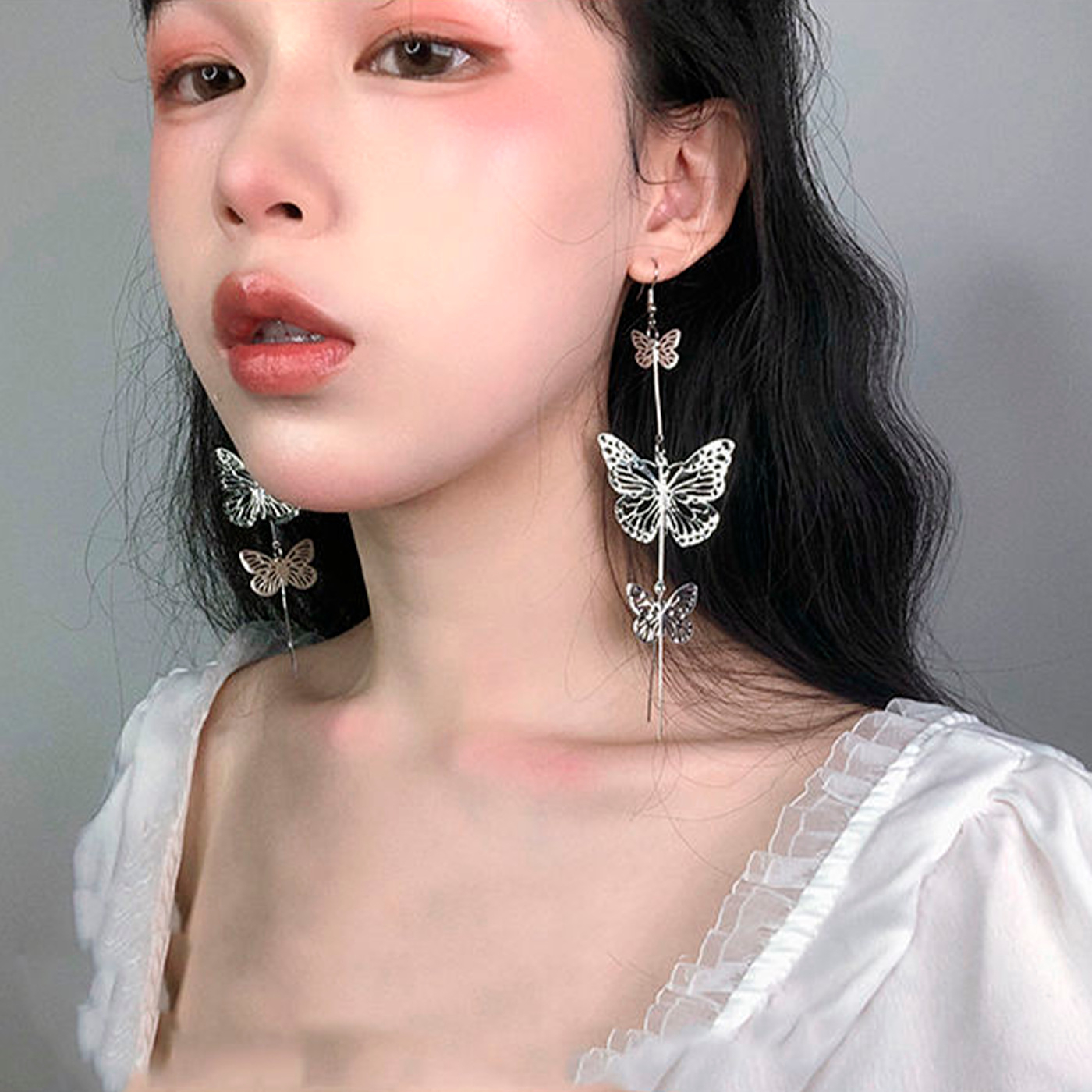 20200422 Butterfly Stud Earrings Fairy Lace Tassel Long Drop Dangle Earrings for Women Party Gifts Jewelry New Design