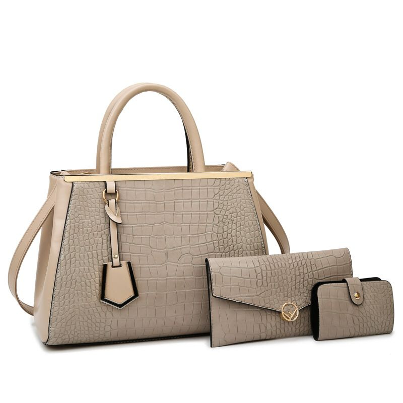 CLella Women's Bag Stone Pattern Splicing Handbag Three-piece Set Mother Bag European and American Shoulder Bag