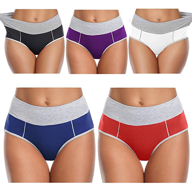 23 women's cotton underwear breathable and comfortable panties, high waist hip lift girl shorts 5pcs set