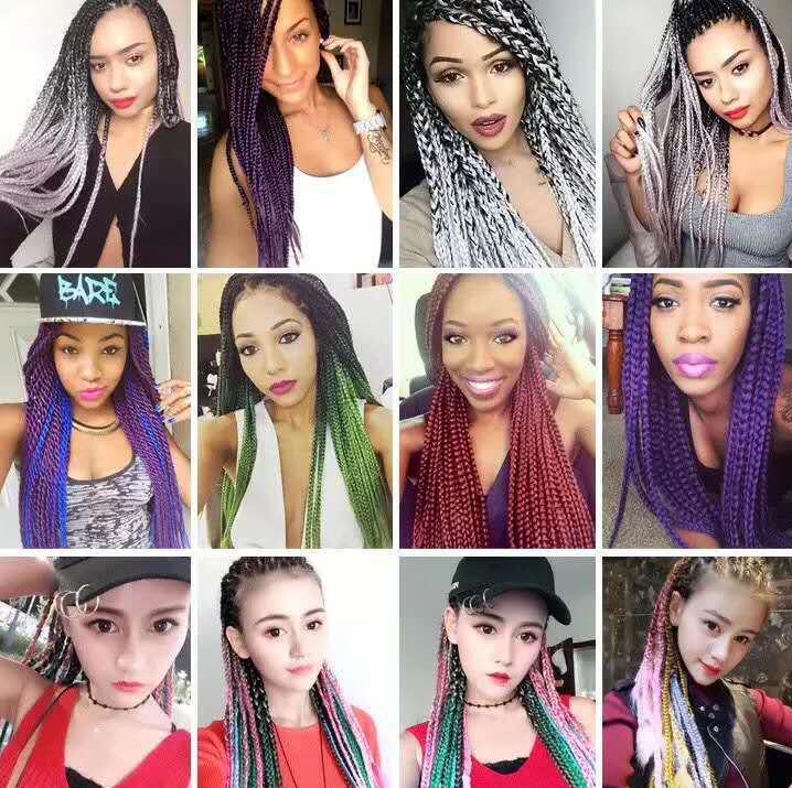 Africa Dreadlocks Ombre Small Braids Colorful Hair Wigs for Black Girl