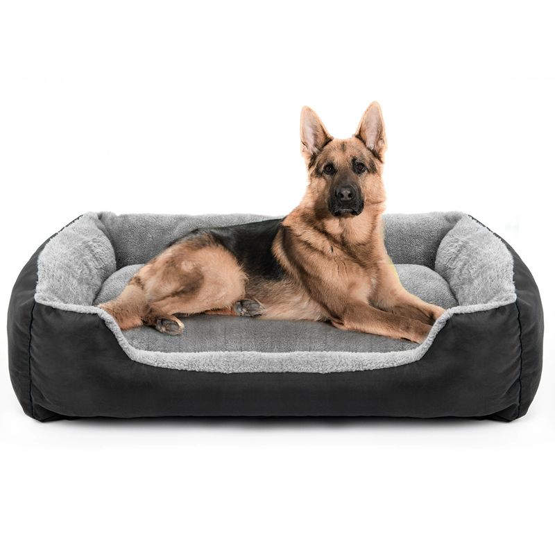 Wannilen Orthopedic Dog Beds for Extra Large Dogs, Waterproof Memory Foam XL Dog Bed with Sides, Non-Slip and Egg-Crate Foam Big Dog Couch Bed with Washable Removable Cover, Grey
