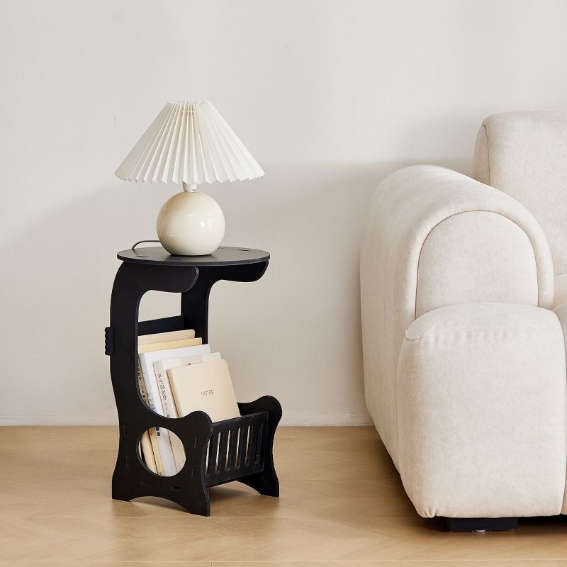 Modern PVC small round table, coffee table balcony, mini table, minimalist bedside table in living room, coffee table CRRSHOP Storage Rack free shipping