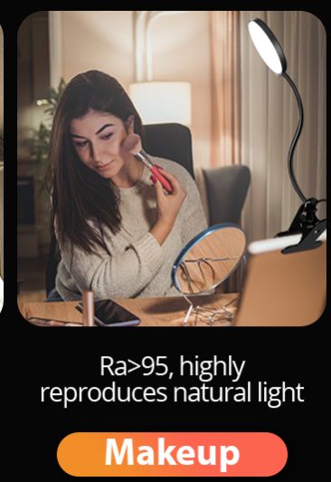 Desk lamp Eye-Caring Table Lamps, 360°Rotation Gooseneck Clip on Lamp Reading Light Portable Reading Book Light, Clamp Light, Study Desk Lamps for Bedroom and Office Home Lighting (White)