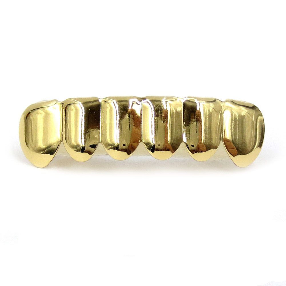 hip-hop gold braces TeethGrillz real gold electroplated braces hip-hop grillz tooth grillzGold lower teeth