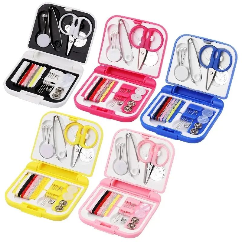 Mini Sewing Kit Portable Home Travel Sewing Box Needle Threads Scissor Box Set Buttons Pins Storage Boxes DIY Sewing Accessories