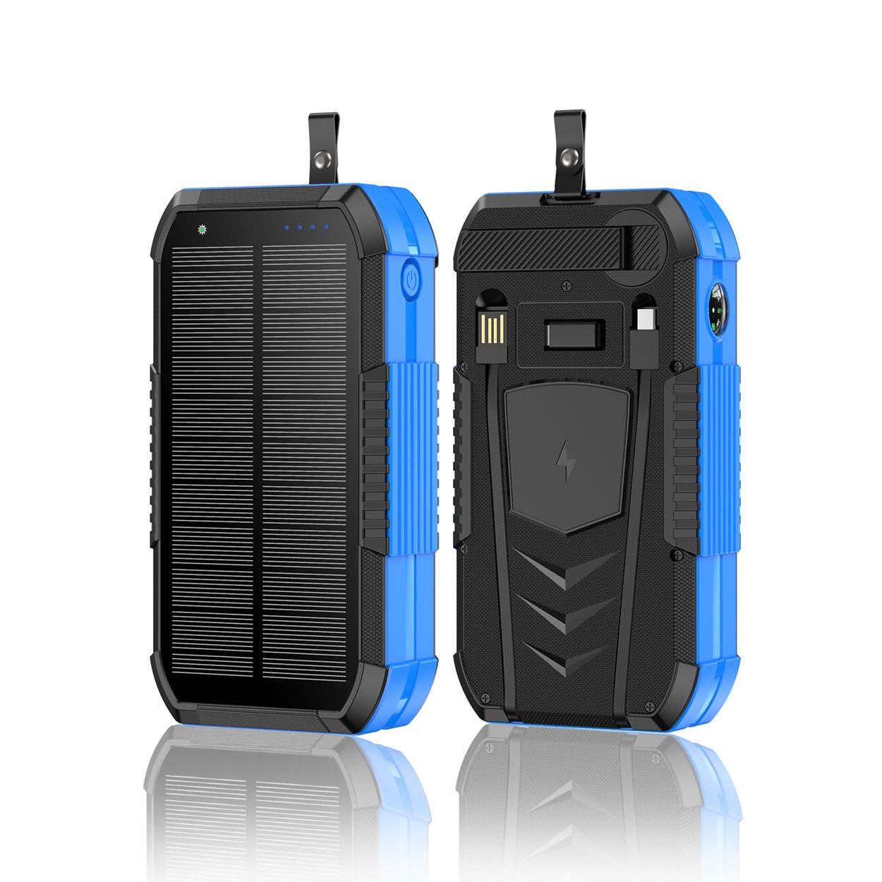 40000 mAh solar powered hand crank charger with built-in cable wireless charging PD 22.5W fast charging mobile power bank
