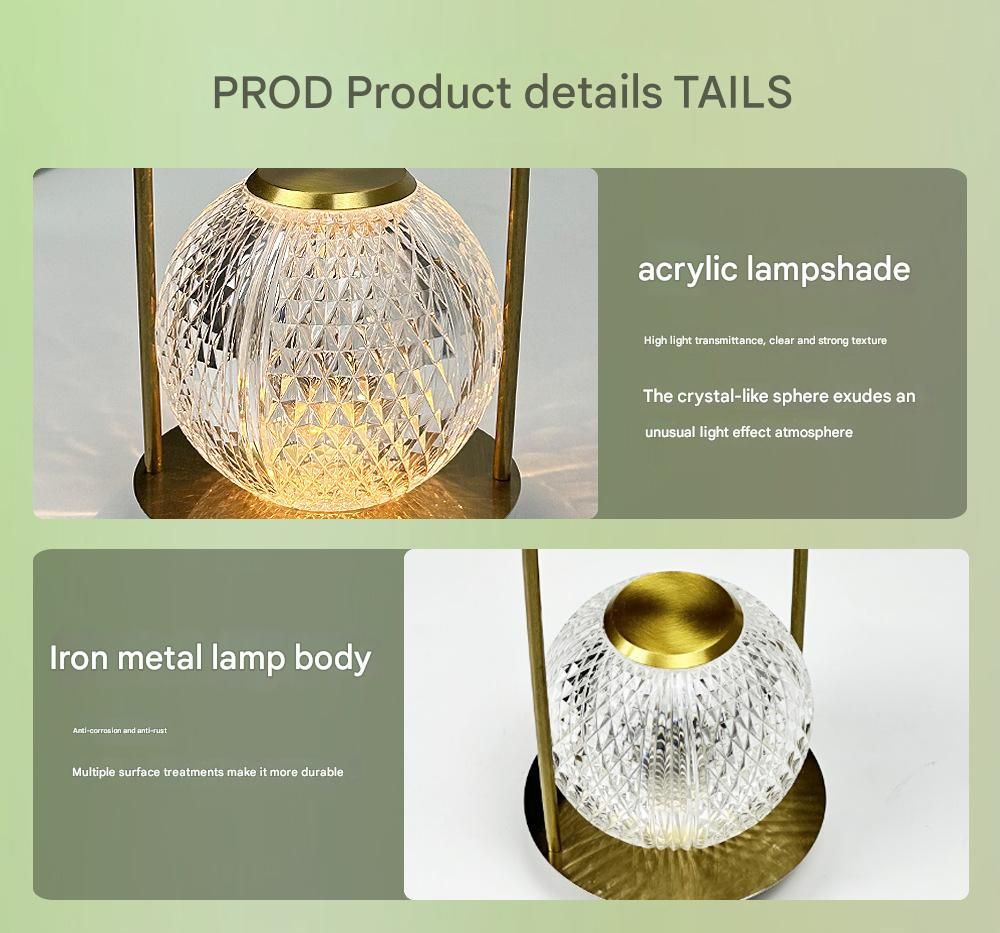 Creative portable metal table lamp outdoor USB charging atmosphere table lamp simple LED bedroom bedside night light