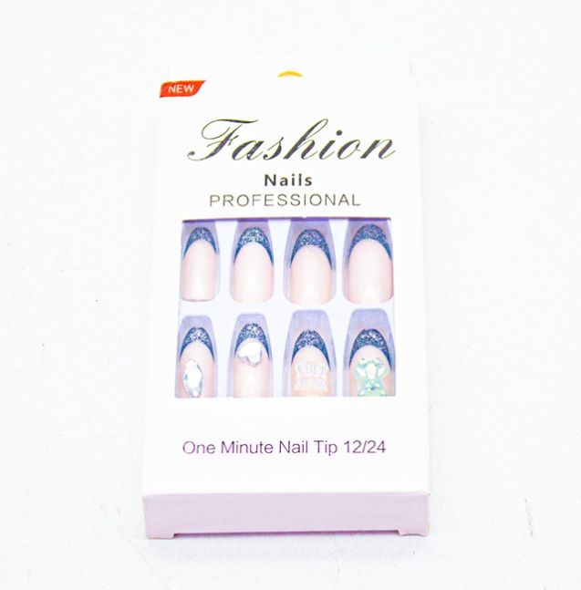 12pcs Set 3D Bling Glitter Artificial Fingernails- French False Daily Finger Wear VV MEIJIAER press on Nails
