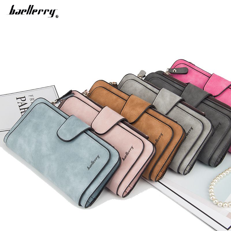 Baellerry new buckle women's Korean wallet triple fold multi-card wallet frosted two-tone N2345