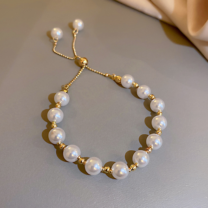 HB605 women's pearl bracelet adjustable alloy bracelet jewelry beaded girl bracelet