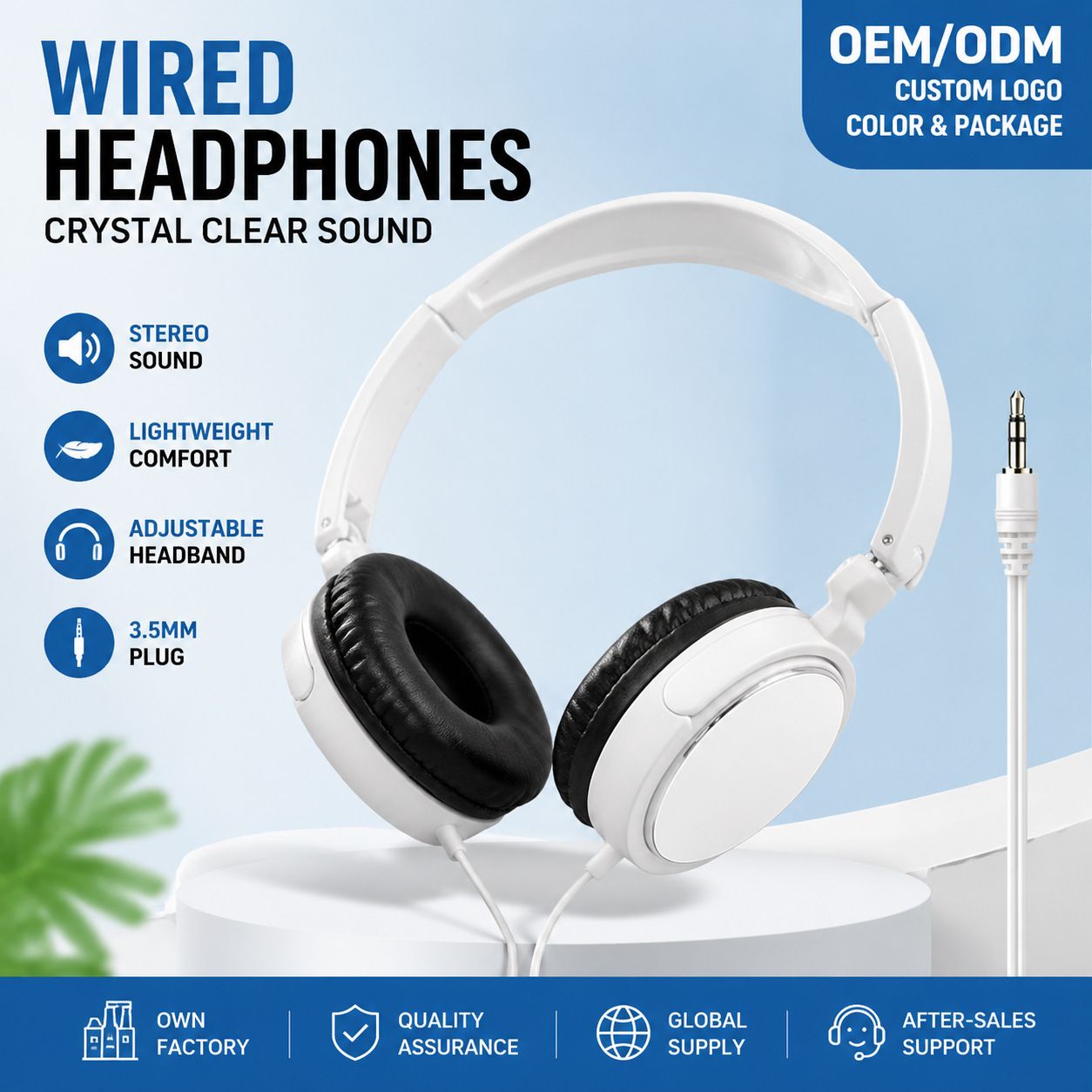 Durable Wired Over Ear Headset, 3.5mm Jack Stereo Wired Headphones, Comfortable Earphones for Online Class, Electronic Piano Training, Laptop Desktop Computer Daily Use