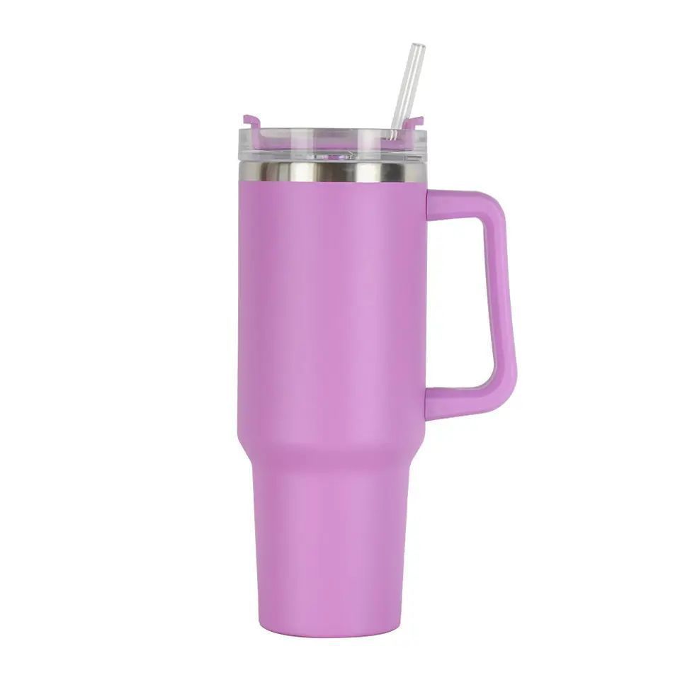 AUNONT Reusable Travel Tumbler Mug Leak Proof Stainless Steel Beverage 40oz Tumbler with Handle