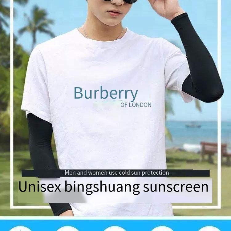 Outdoor Ice Silk UV Protection Arm Sleeves, Summer Cooling Breathable Sun Sleeves with Thumb Hole, Anti-UV Sport Sunblock Covers for Cycling Running Hiking, Black/White Options
