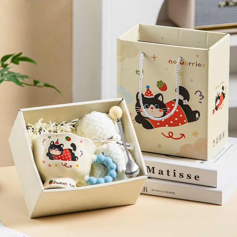 High Appearance Creative Ceramic Mug Set Home Office Coffee Tea Cup Opening Souvenir Wedding Hand Gift