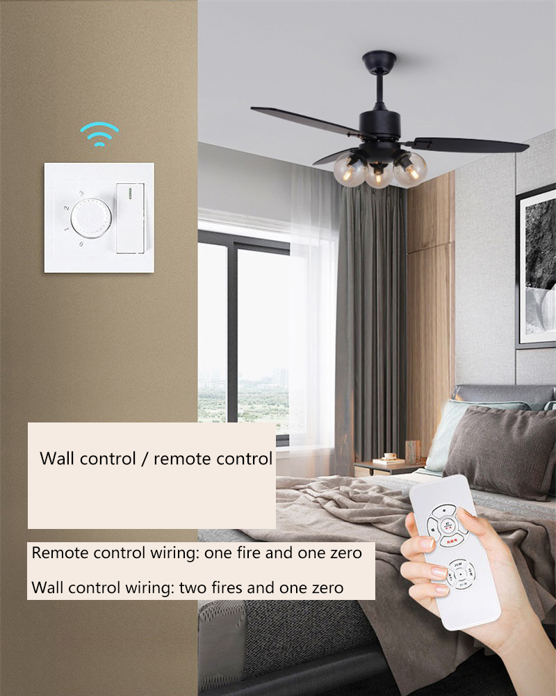  OUFULA Modern Nordic Creative Glass Lamp With Remote Control Bedroom Ceiling Fan With Light 42 Inches