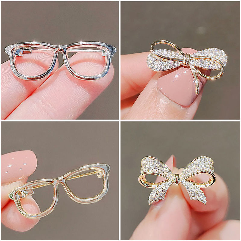 Glasses brooch female high-grade temperament to prevent light gods chest sweater brooch female ins high value hundred with pins
