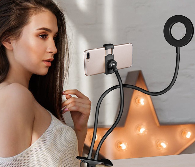 Phone Stand Photography 3 Modes Dimmable LED Selfie Light