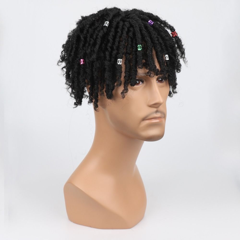 TopKiss High Temperature Resistant Curly Hair Wig for Men with Dirty Braids and Twisted Pieces Local