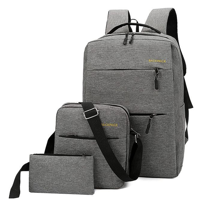 Backpack 3 In 1 Multi Functional School Business Backpack With USB Slot - Grey