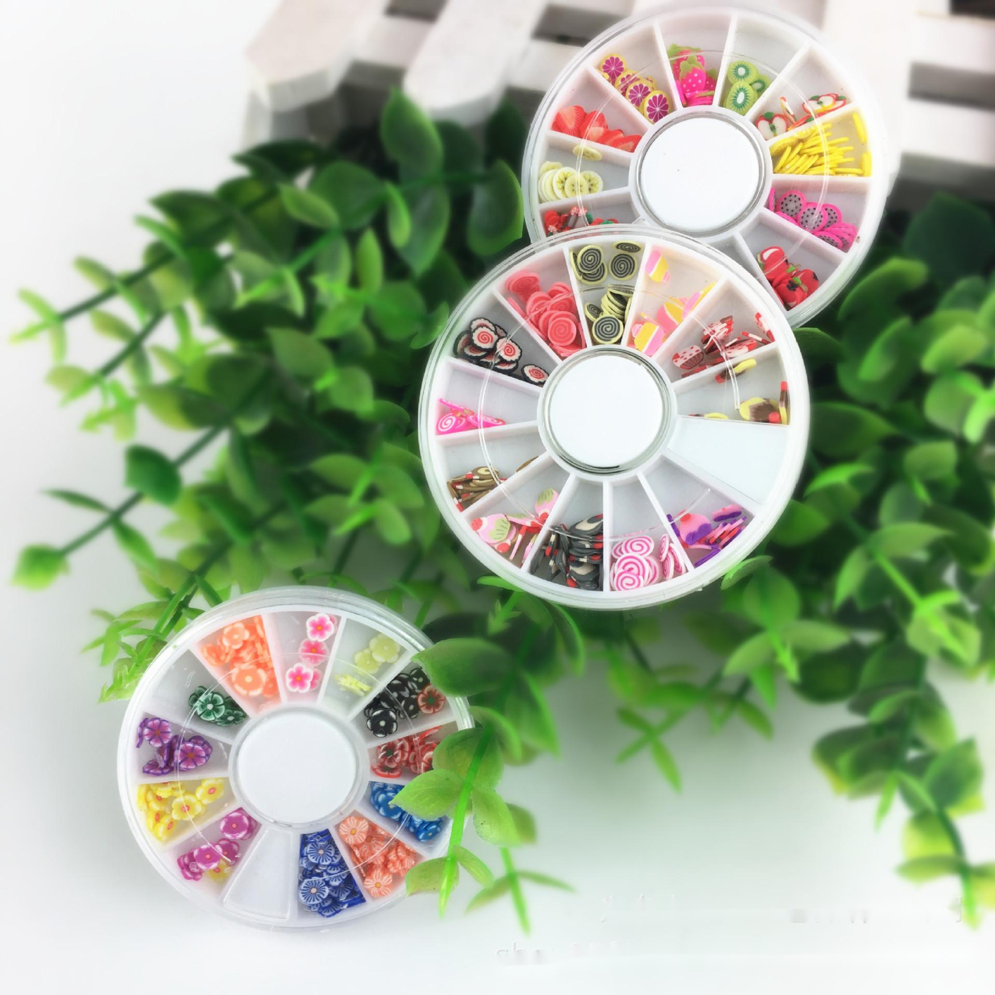 AKAKD DIY handmade jewelry accessories fruit flowers soft pottery stick slices cream gel hair accessories phone case material accessories（1 boxed）
