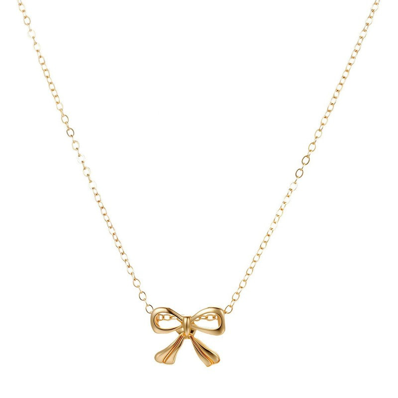 6458201 Korean Elegant Butterfly Bow Pendant Necklace For Women Girl Color Romantic Chain Necklace Fashion New Trend