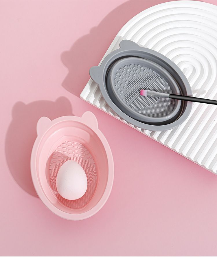 Cosmetic Brush Cleaner Set, Beauty Blender Cleaning Magic Tool, Foldable Silicone Brush Washing Bowl, Powder Puff Cleaning Agent Liquid Tools