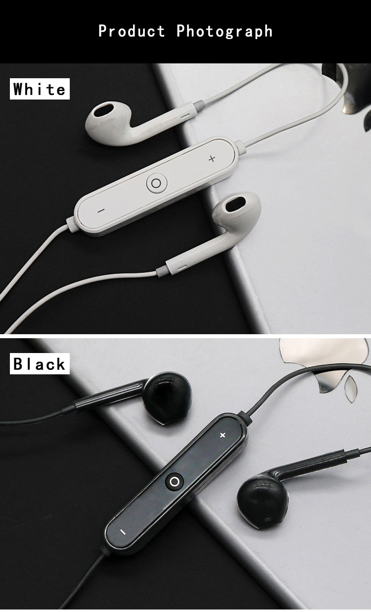 S6 Sport-Ear Neckband S6 Wireless Headphone Bluetooth V4.1 Earphone With Mic Stereo Earbuds Headset