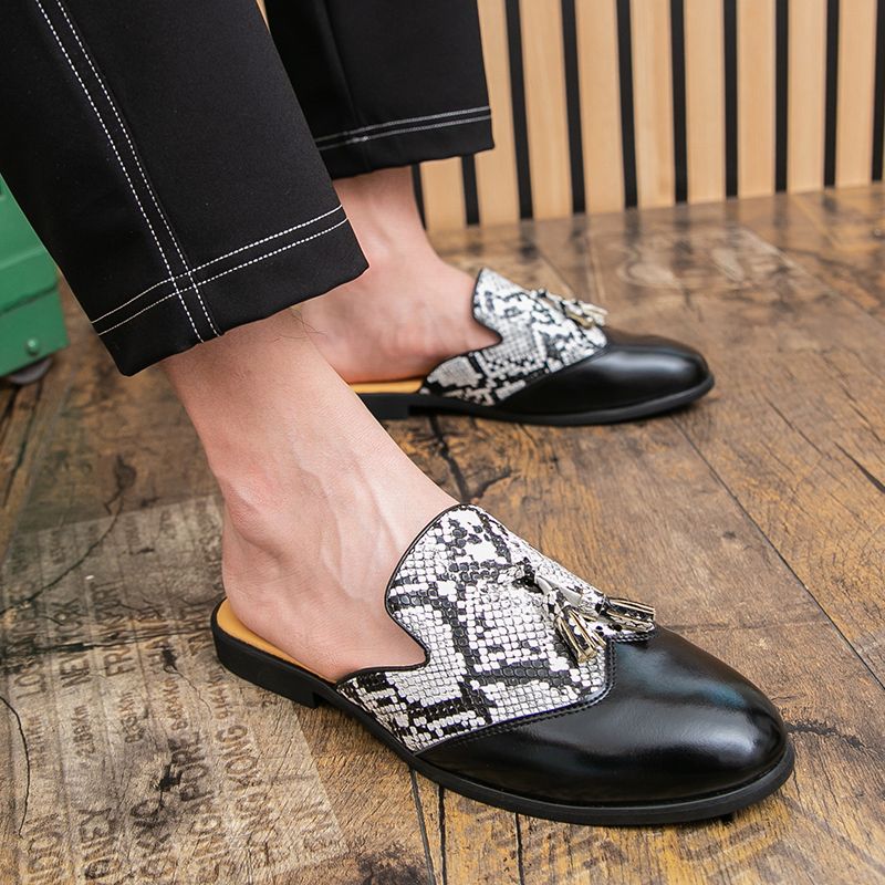 Youth Men Leisure Cool Mules Man Summer Slippers Fashion Casual Leather Loafers Flats Shoes Pu Breathable Slip On Footwears For