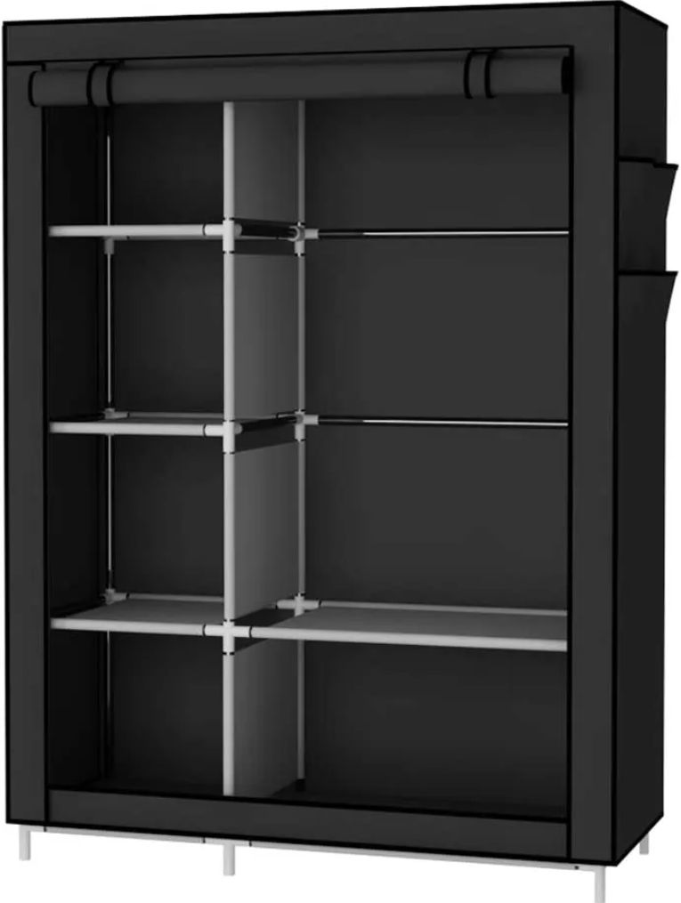 Portable Simple Practical Steel Pipe Dust Proof Cloth wardrobe non woven wardrobe closet-black/coffee