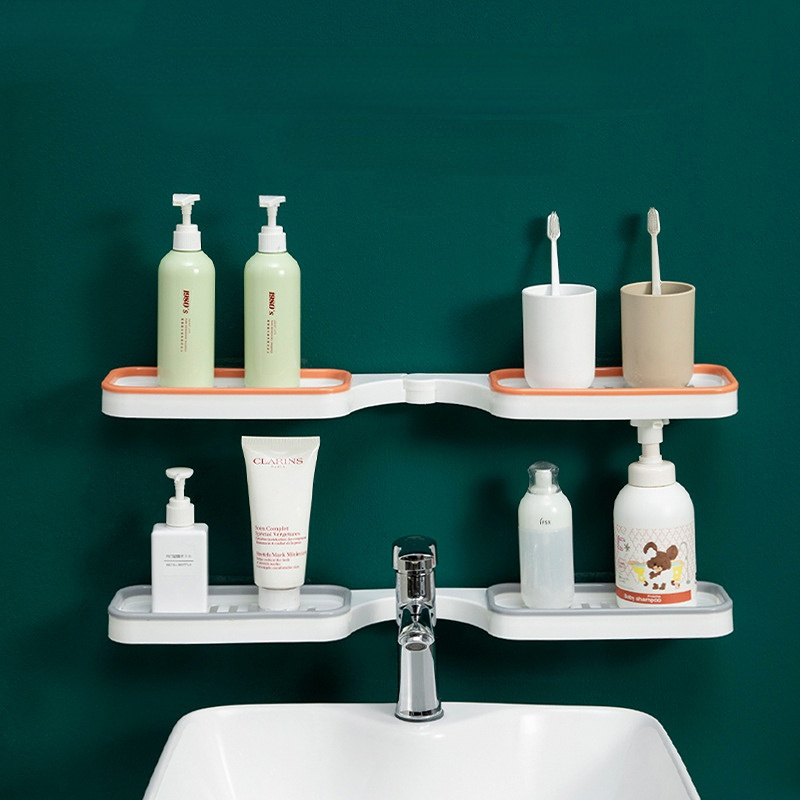 B4233 Foldable Corner Bathroom Shelf Kitchen Storage Rotating Rack Floating Shelves For Wall Holder Triangular Shower Organizer
