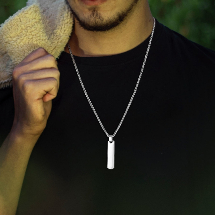Necklace male female jewelry Europe and America Simplicity Pendant Stainless steel three-dimensional rectangle geometry necklace Men trend Accessories CRRSHOP gold black Steel color birthday gift present