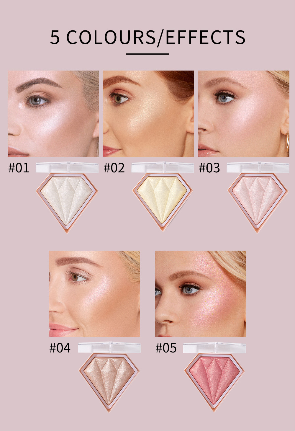 HANDAIYAN Illuminating Complexion Trimmer Shimmer Powder Nose Shadow Finishing Dimensional Highlighting Diamond Highlighter