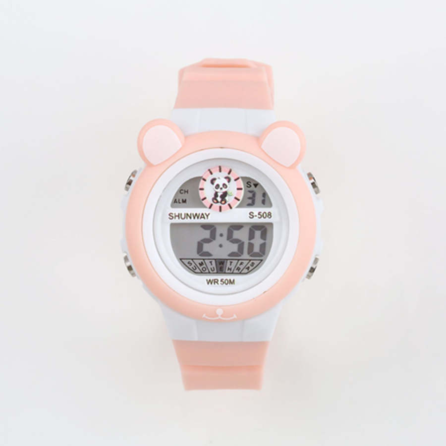 New stock panda cartoon children's electronic watch student party waterproof night light multifunctional alarm clock electronic watch