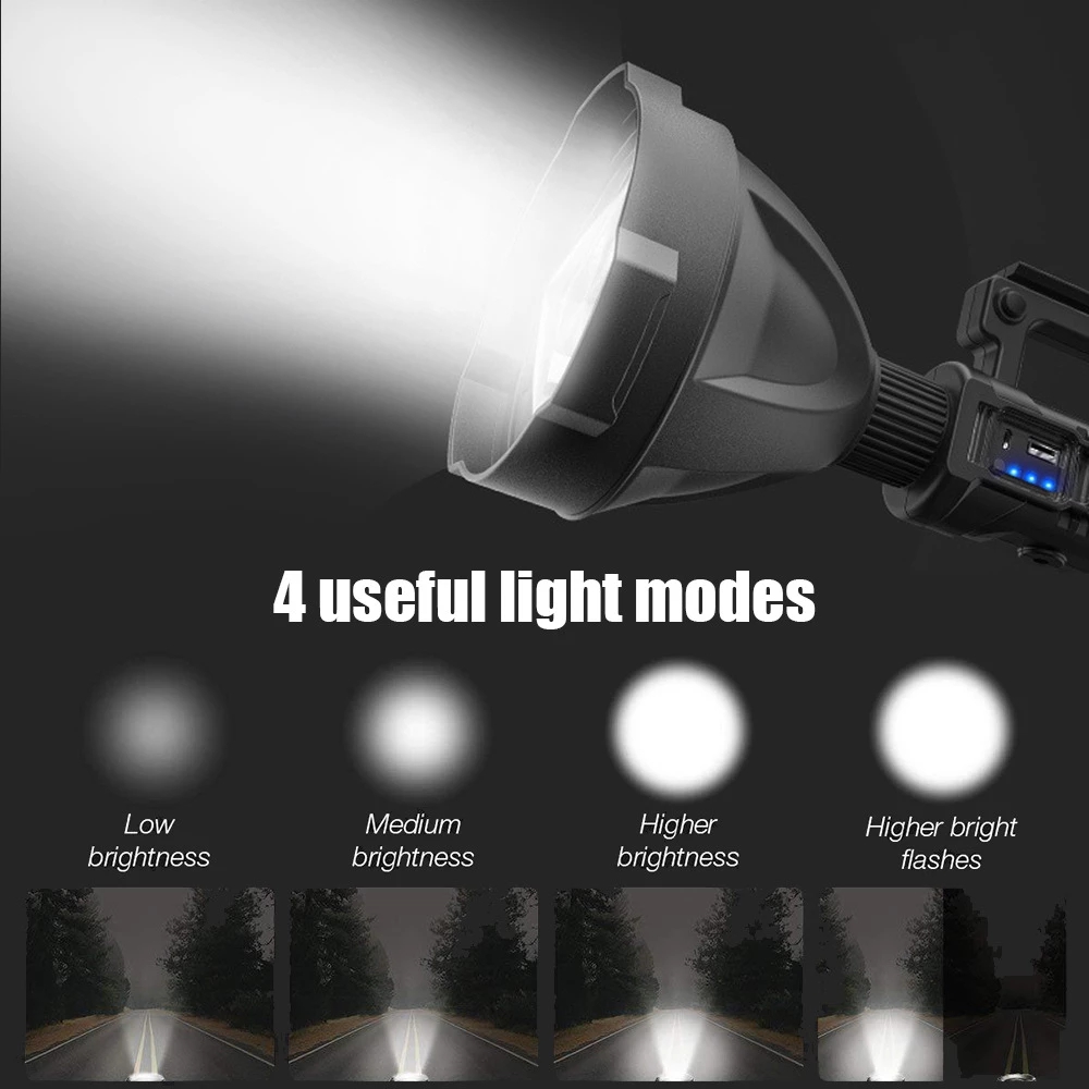 Ultra Bright LED Flashlight Rechargable Tactical Spotlight Searching Waterproof Work Light